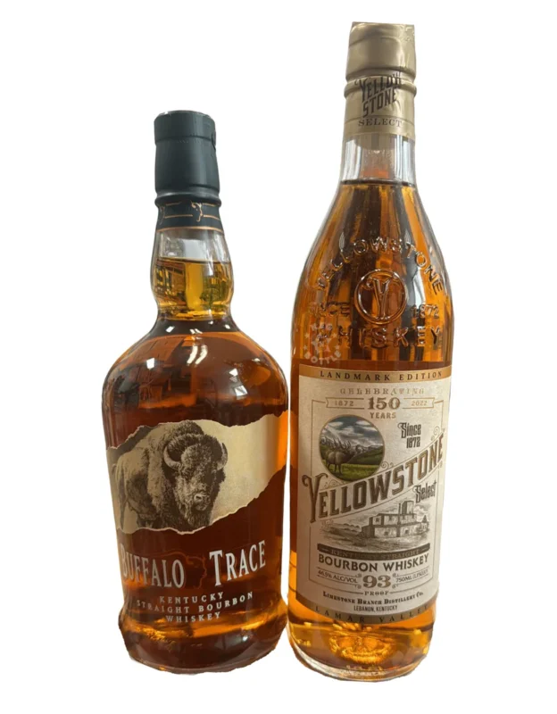 Buffalo Trace Bourbon and Yellowstone Selection Whiskey 750ml bundle.
