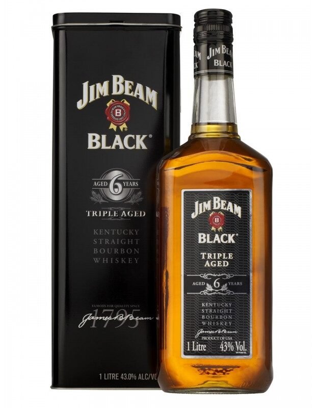 Jim Beam Black Label Triple Aged 6-Year-Old Bourbon 700ml bottle.